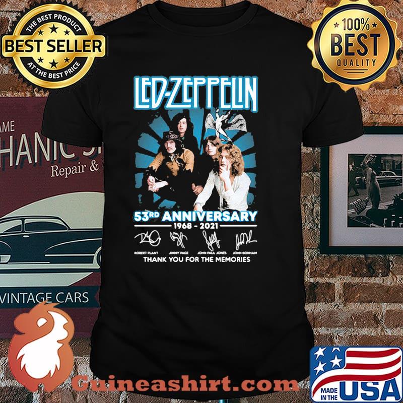 Led zeppfin 53rd anniversary 1968 2021 thank you for the memories signatures shirt