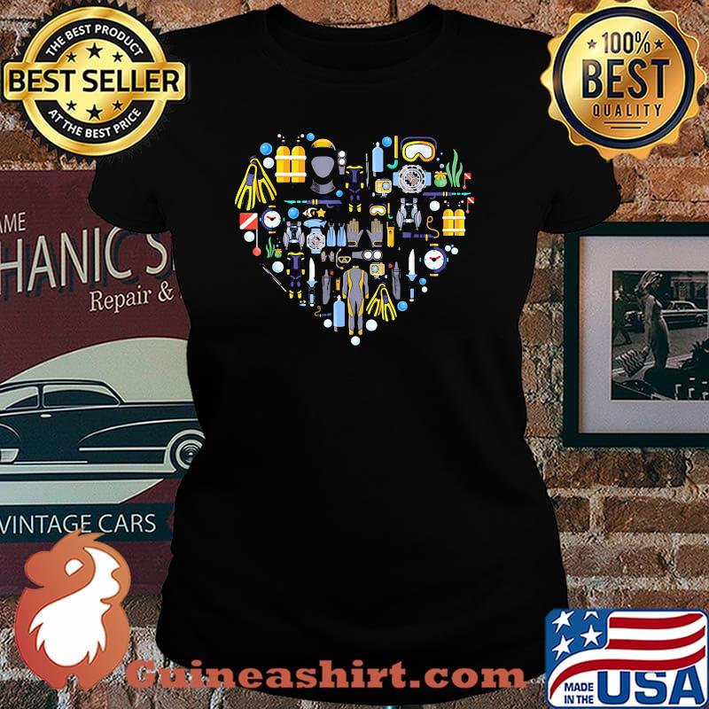 Love swim love scuba diving heart Laides tee