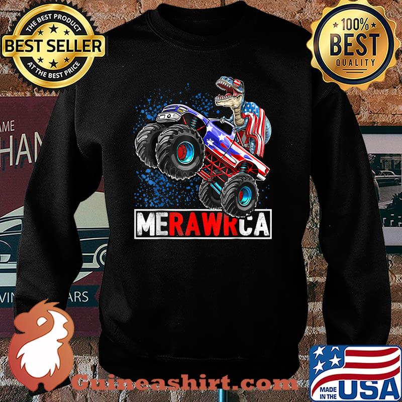 MERAWCA Dinosaur Monster Truck American 4th July T-Shirt Sweater