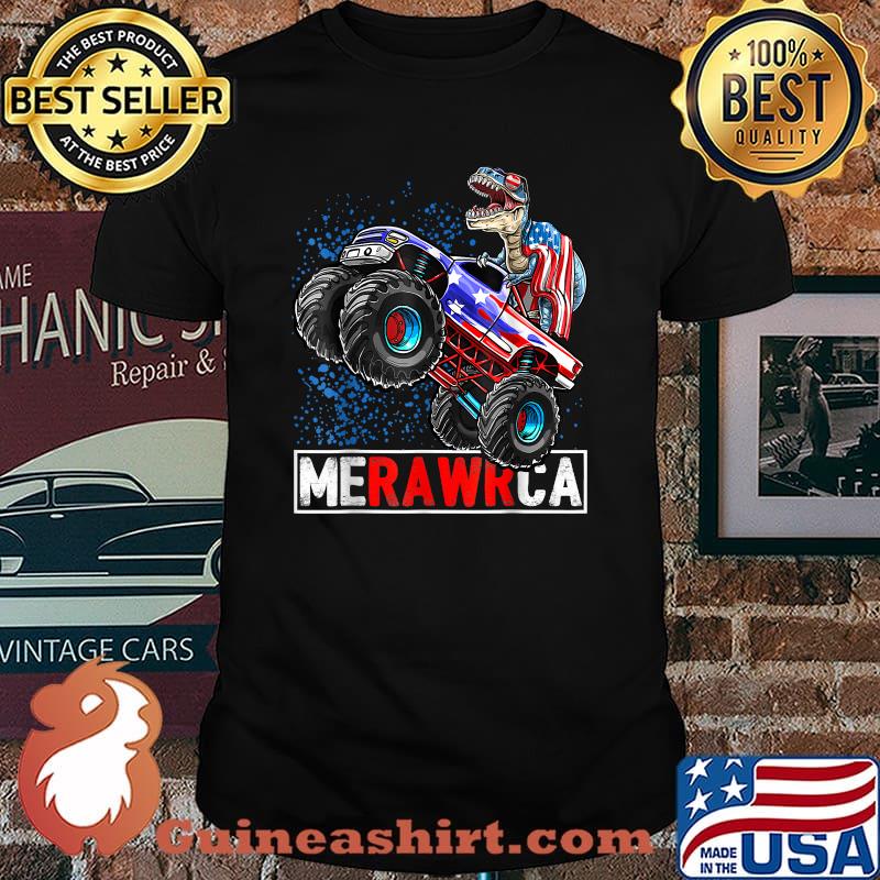 MERAWCA Dinosaur Monster Truck American 4th July T-Shirt