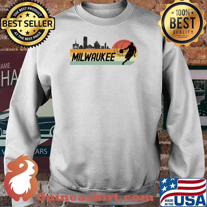 Milwaukee WI Cityscape Retro Sun Basketball Vintage Shirt Sweater
