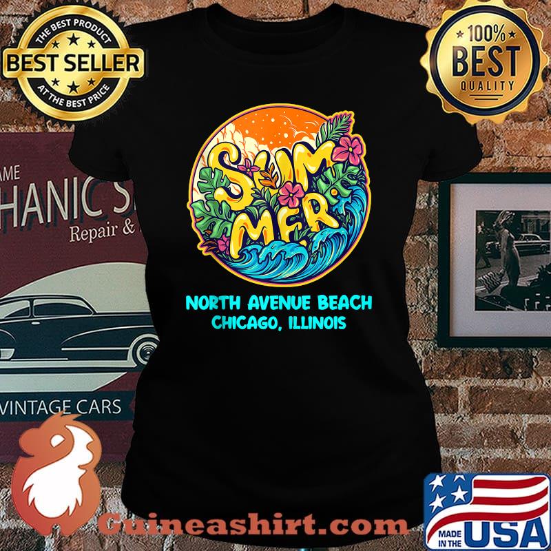 North Avenue Beach Chicago Illinois Summer Vacation Souvenir T-Shirt Laides tee