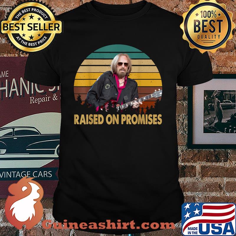 Raised On promises Tom Pettys Playing Guitar Music Vintage T-Shirt