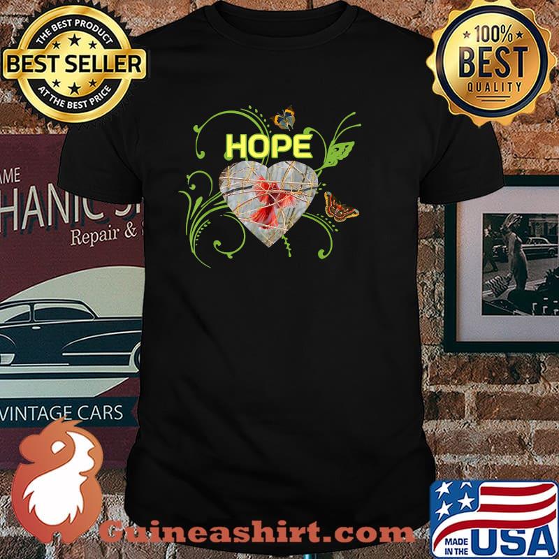 Red Cardinal Hope and Love Positive Message Butterfly Shirt