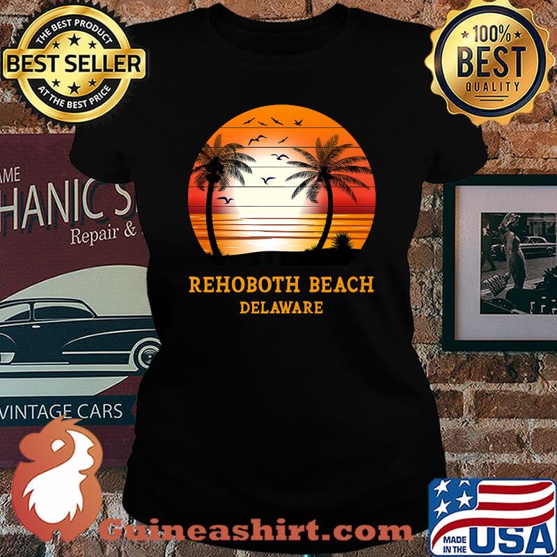 Rehoboth Beach Delaware Vintage Sunset Retro Summer Sun Surf Premium T-Shirt Laides tee