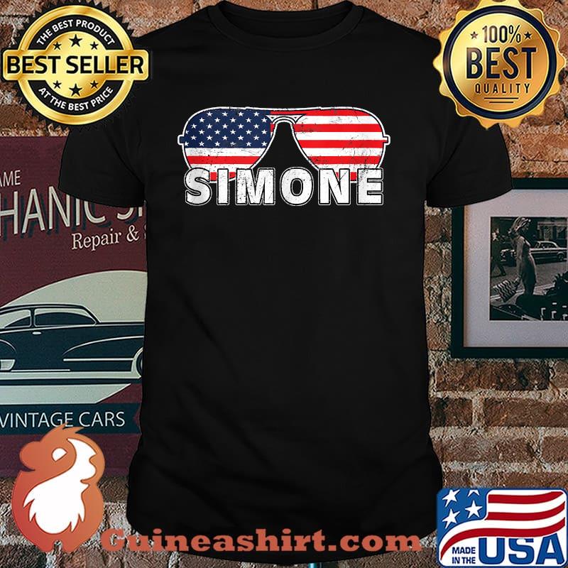 Simone USA Flag Sunglasses T-Shirt
