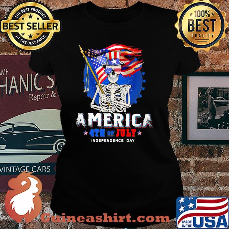 Skull America 4th of July Indepence Day Shirt Laides tee