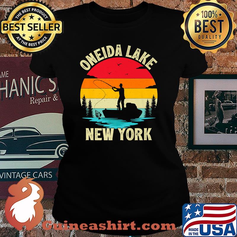 Summer Vacation Fishing Vintage Retro New York Oneida Lake Premium T-Shirt Laides tee