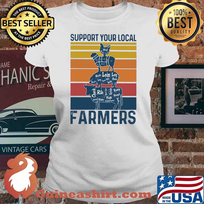 Support Your Local Farmers Animal Vintage Ladies tee