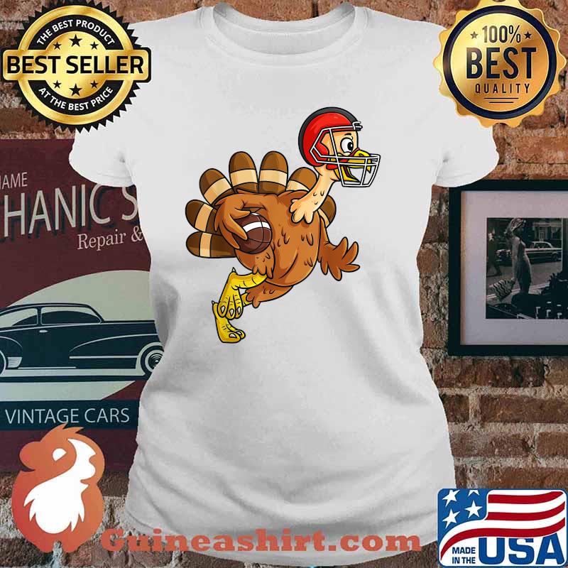 Thanksgiving Turkey Running Back Football T-Shirt Ladies tee