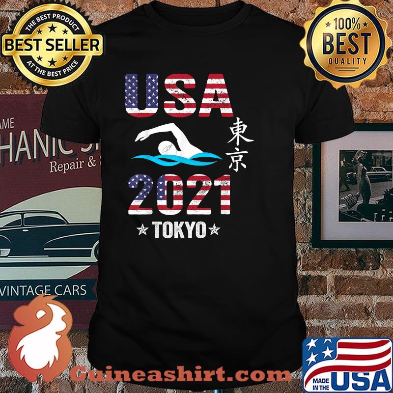 Tokyo Olympic Swimming American Flag Shirt