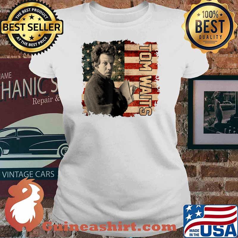 Tom Waits Music Flag American USA T-Shirt Ladies tee