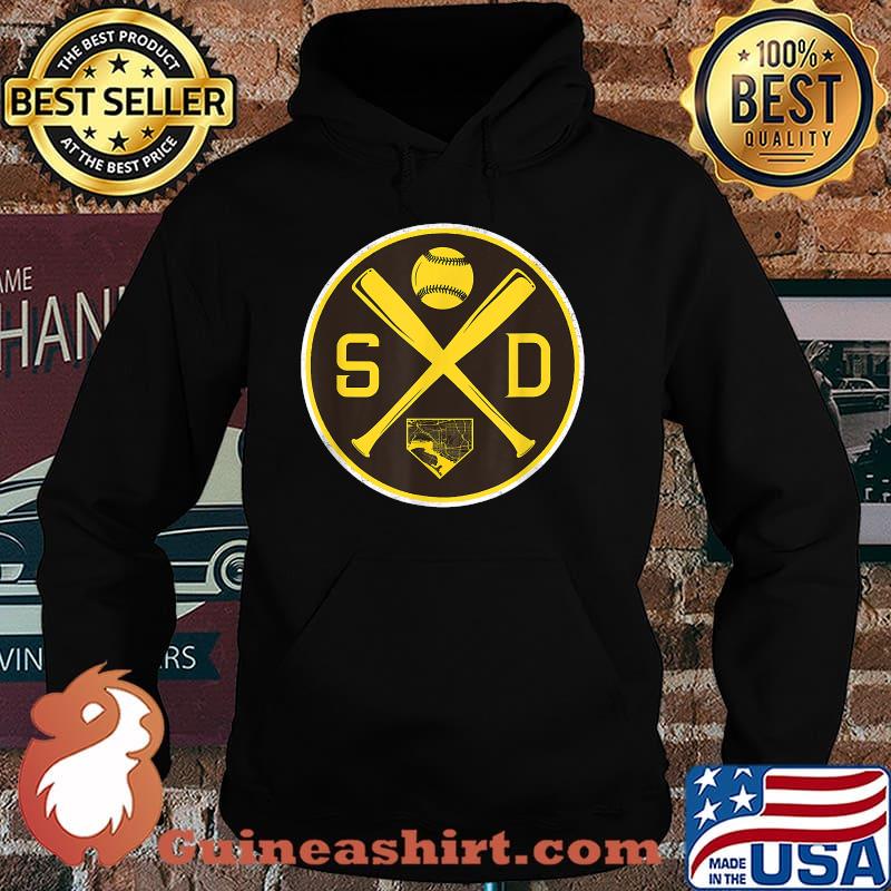 Vintage San Diego Baseball Bats SD Map Game Day Padre T-Shirt Hoodie