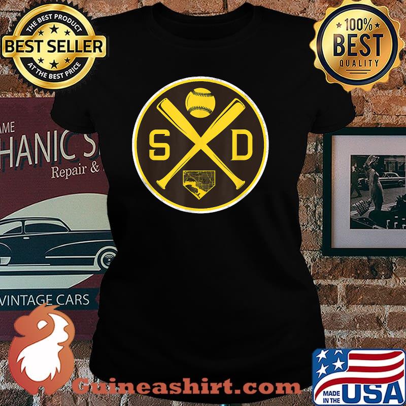 Vintage San Diego Baseball Bats SD Map Game Day Padre T-Shirt Laides tee