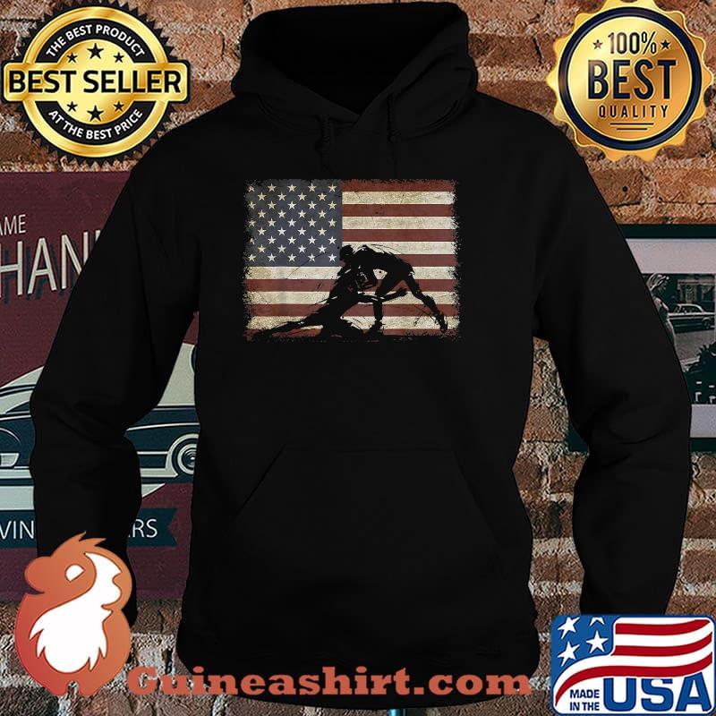 Vintage Wrestling Wrestle American Flag Usa Flag Wrestler Shirt Hoodie