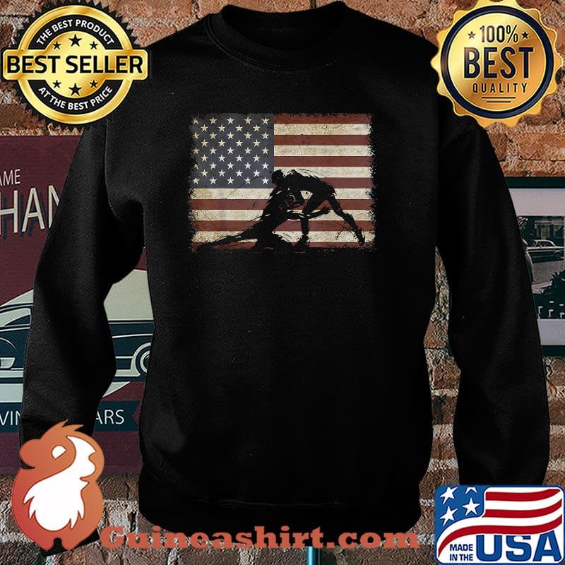 Vintage Wrestling Wrestle American Flag Usa Flag Wrestler Shirt Sweater