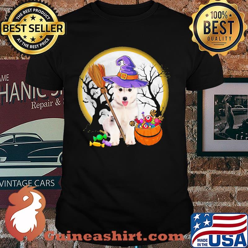 White Moon And Little Witch Husky Witch Halloween Shirt