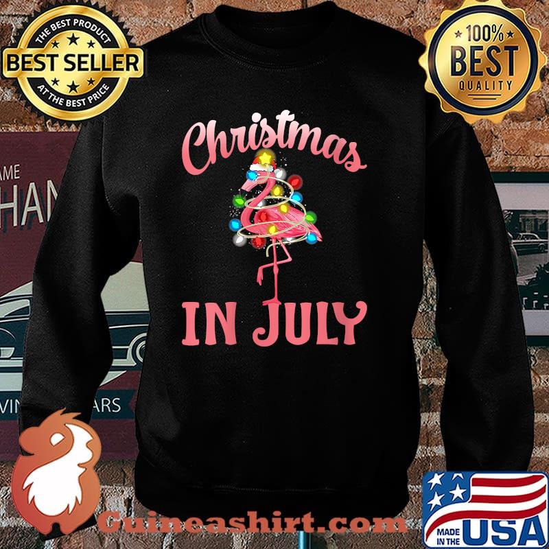 Womens Pink Flamingo in Santa Hat Christmas In July Girl Shirt Sweater