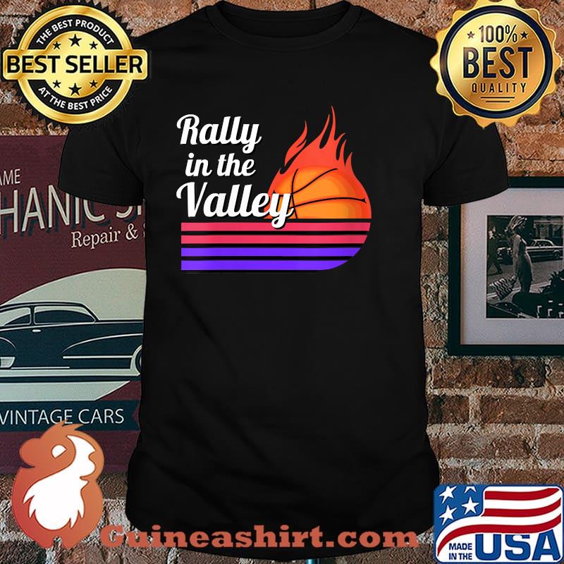 Womens Rally In The Valley Phoenix Flaming Basketball Retro Sunset Shirt