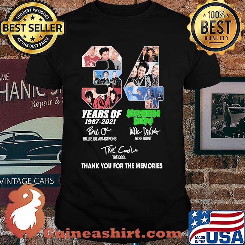 34 years of 1987 2021 green day thank you for the memories signatures shirt