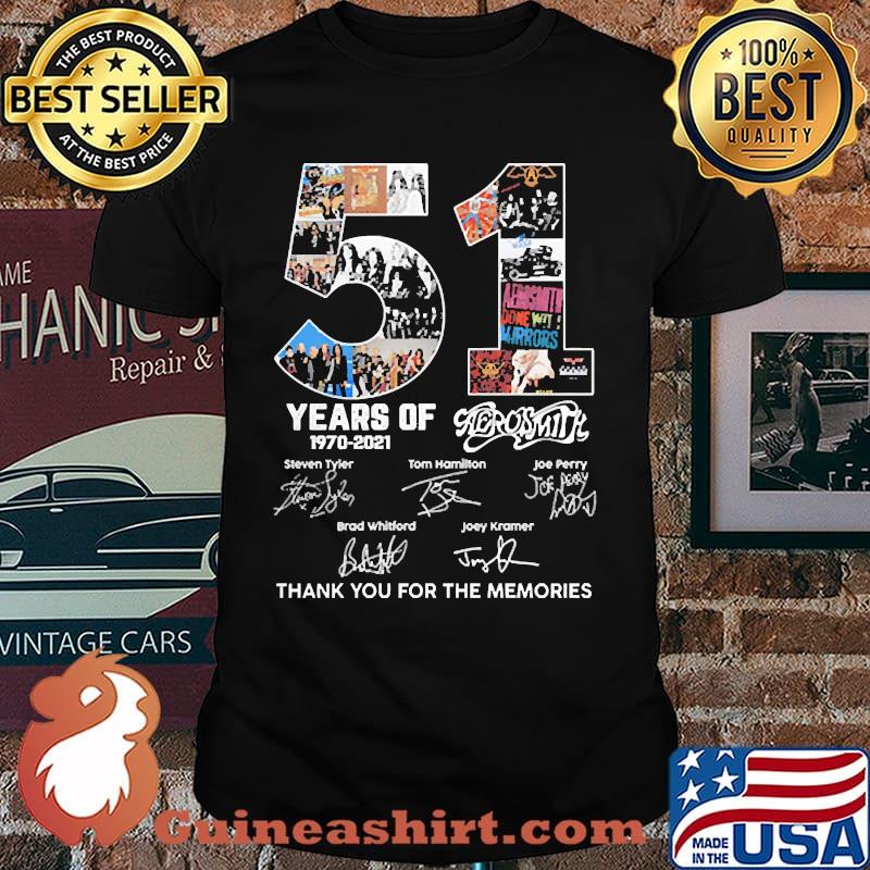 51 years od 1970 2021 aerosmith thank you for the memories signatures shirt