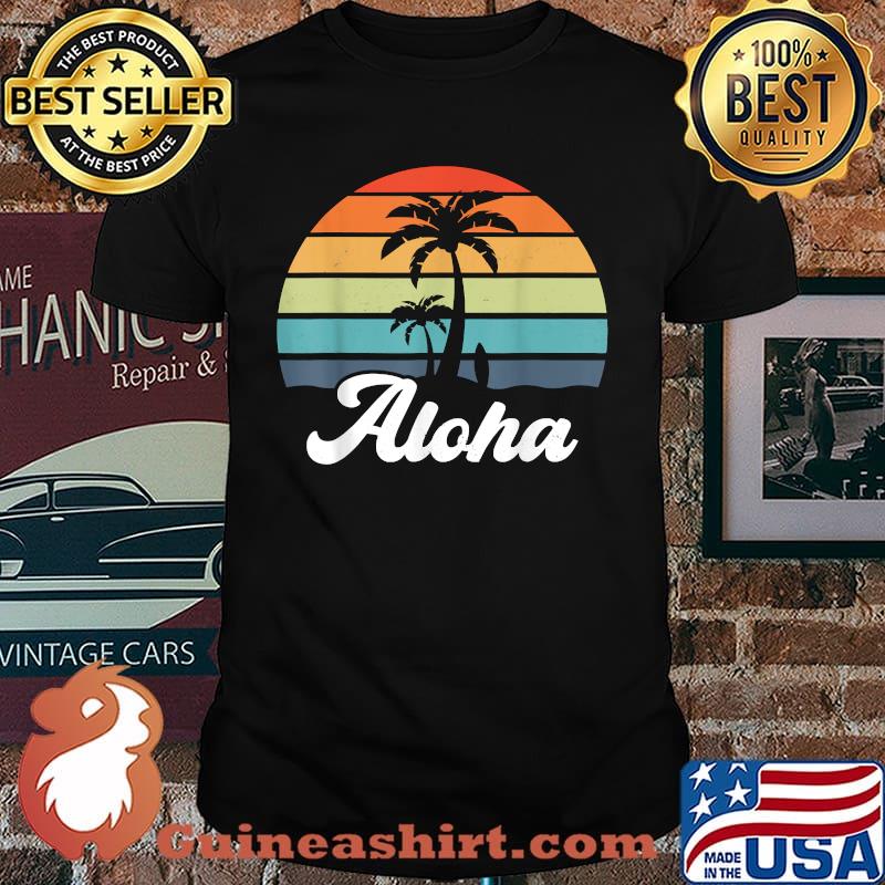 Aloha Hawaii Hawaiian Island Palm Beach Surfboard Vintage T-Shirt