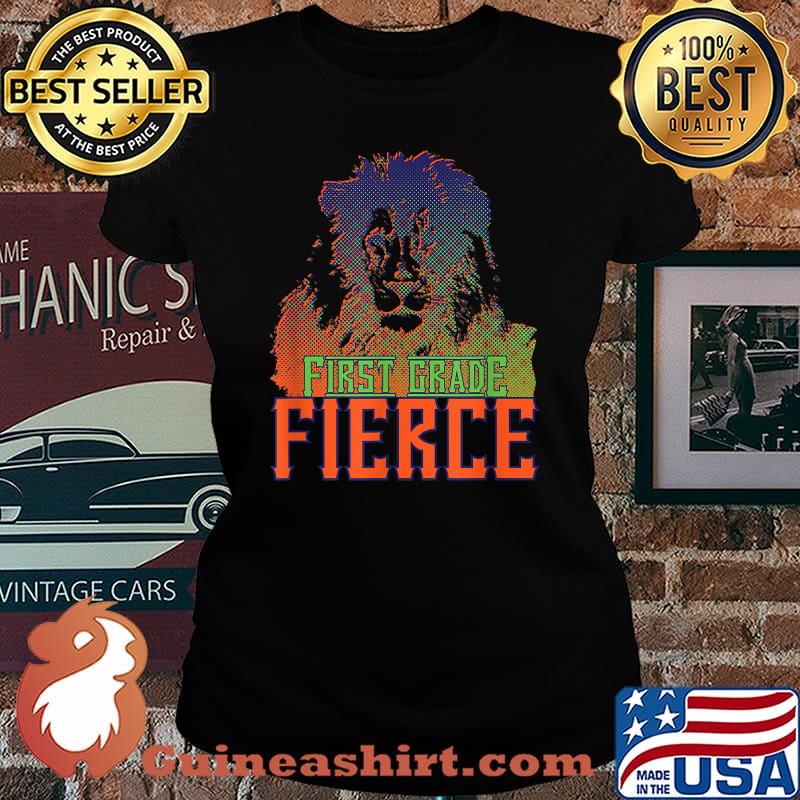 Back to School First Grade Fierce Lion T-Shirt Laides tee