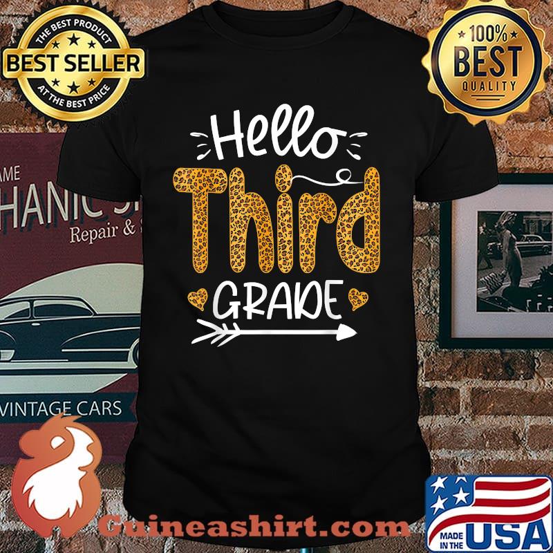Back To School Hello Third Grade Team Squad Leopard T-Shirt