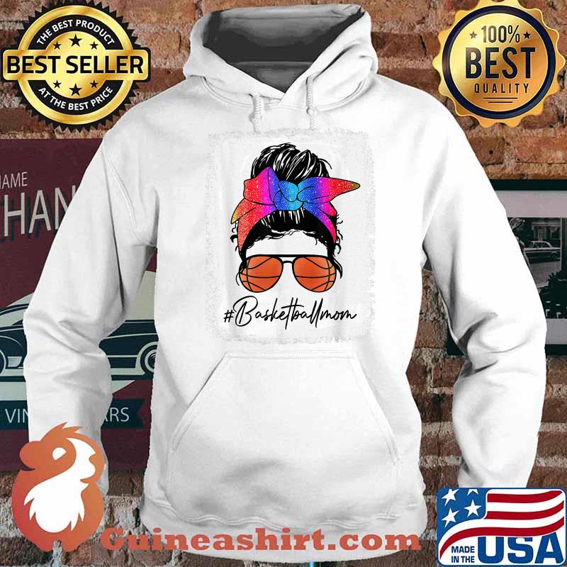 Basketball Mom Rainbow Glitter Messy Bun Basketball T-Shirt Hoodie
