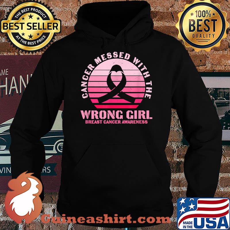 Cancer Messed With the Wrong Girl Breast Cancer Awareness Vintage T-Shirt Hoodie