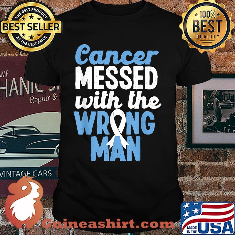 Cancer Messed With The Wrong Man Lung Dad Grandpa Ribbon T-Shirt
