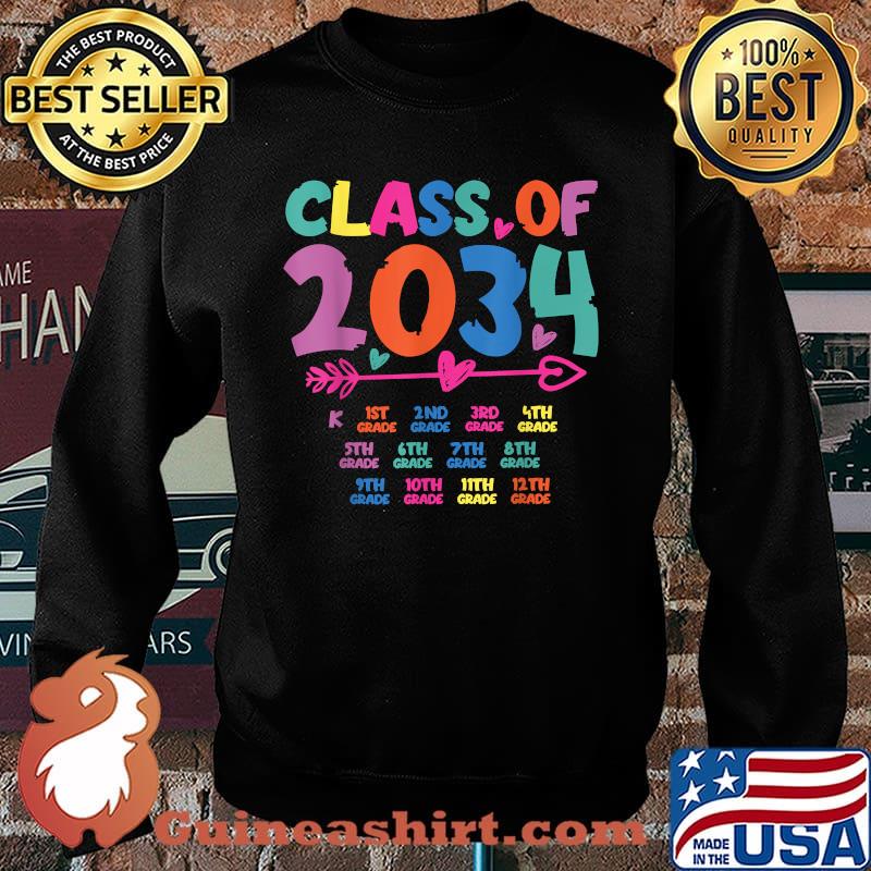 Class Of 2034 Grow With Me Graduation First Day Of School T-Shirt Sweater