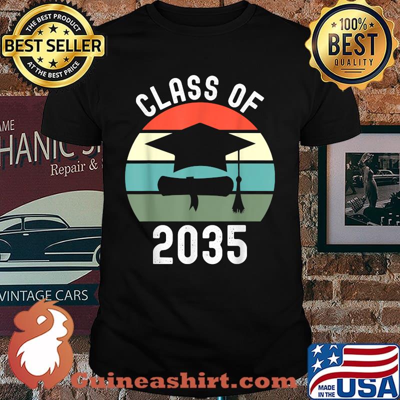 Class Of 2035 Grow With Me Graduation Vintage Back To School T-Shirt