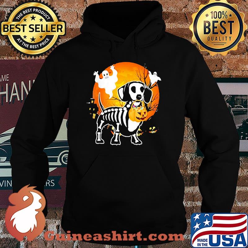 Dachshund Skeleton Halloween Happy Pumpkin Blood Moon Shirt Hoodie