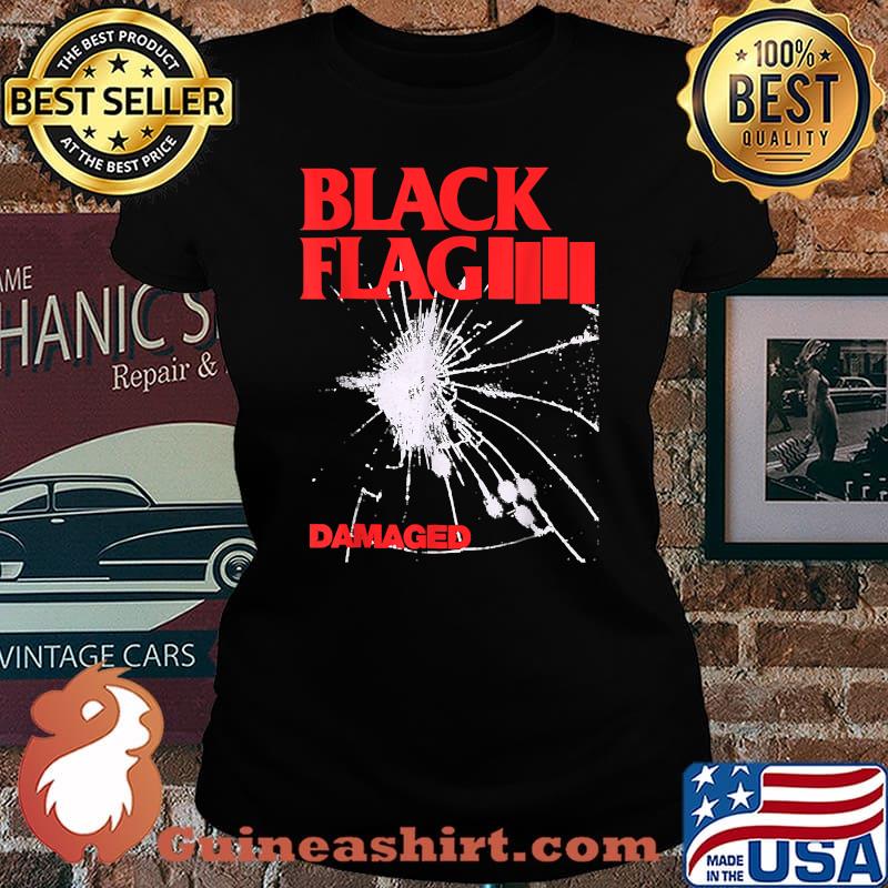Damaged Black Rock Band Love Music Vaporware Flag American T-Shirt Laides tee