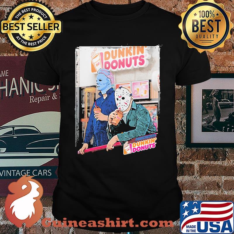 Halloween Dunkin Donuts Bleached Jason Voorhees Michael Myers Shirt