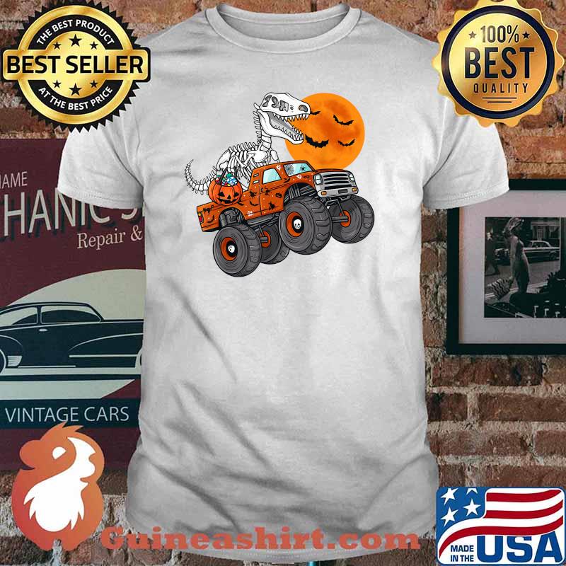 Halloween Skeleton T Rex Monster Truck Teens T-Shirt