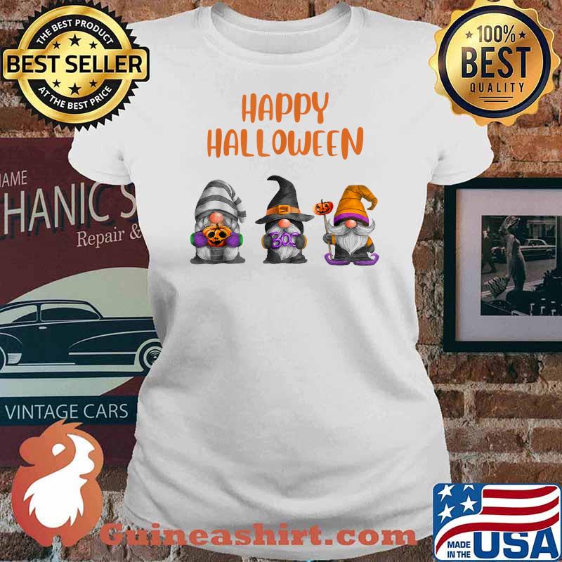 Happy Halloween Cute Gnomes Gnome Gnomies Autumn T-Shirt Ladies tee
