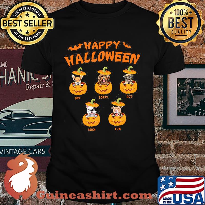 Happy halloween joy boppy rot max fun dogs pumpkin shirt