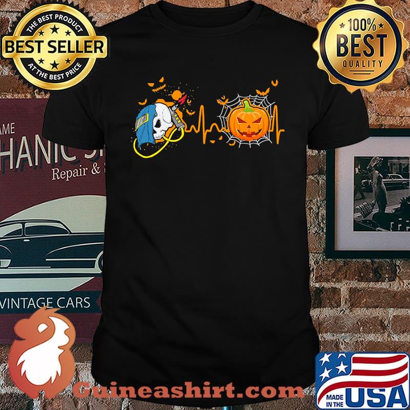 Heart beat pumpkin weld halloween shrit