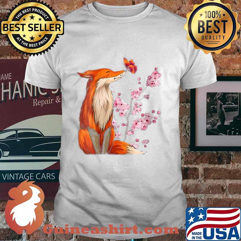 Japanese Fox Cherry blossom Flower sakura trees Kawaii T-Shirt