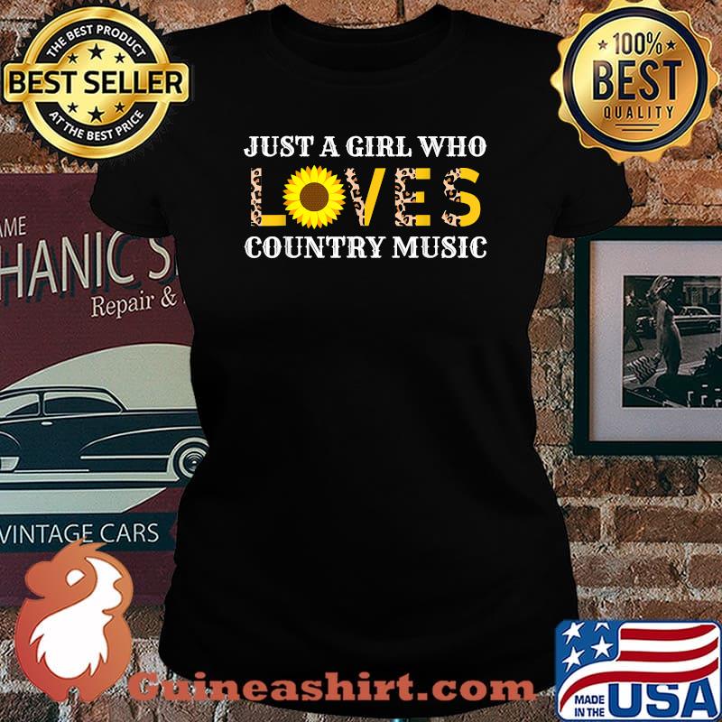 Just A Girl Who Loves Country Music Leopard Sunflower T-Shirt Laides tee