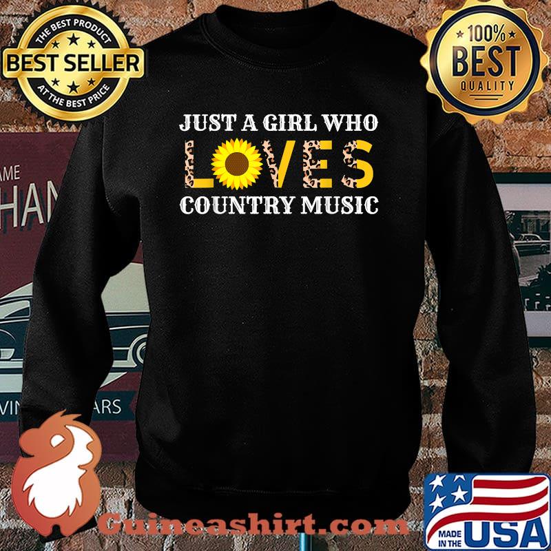 Just A Girl Who Loves Country Music Leopard Sunflower T-Shirt Sweater