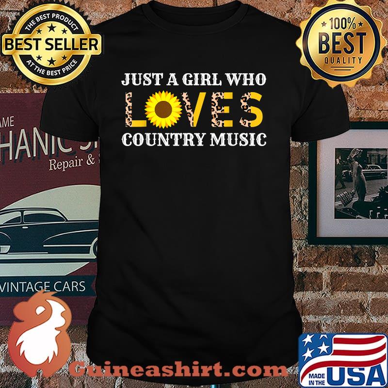 Just A Girl Who Loves Country Music Leopard Sunflower T-Shirt