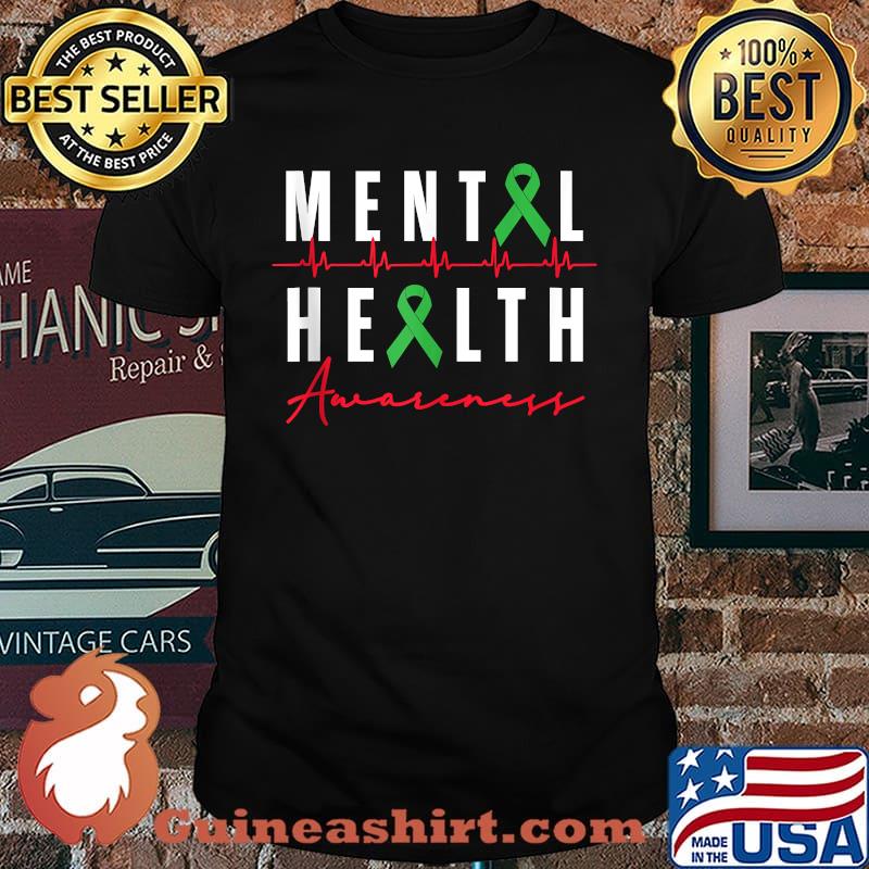 Mental Health Awareness Graphic Green Ribbons T-Shirt