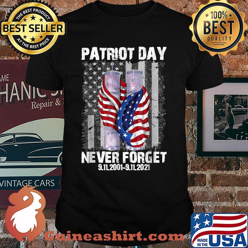 Never Forget 911 20th Anniversary American Flag Vintage T-Shirt