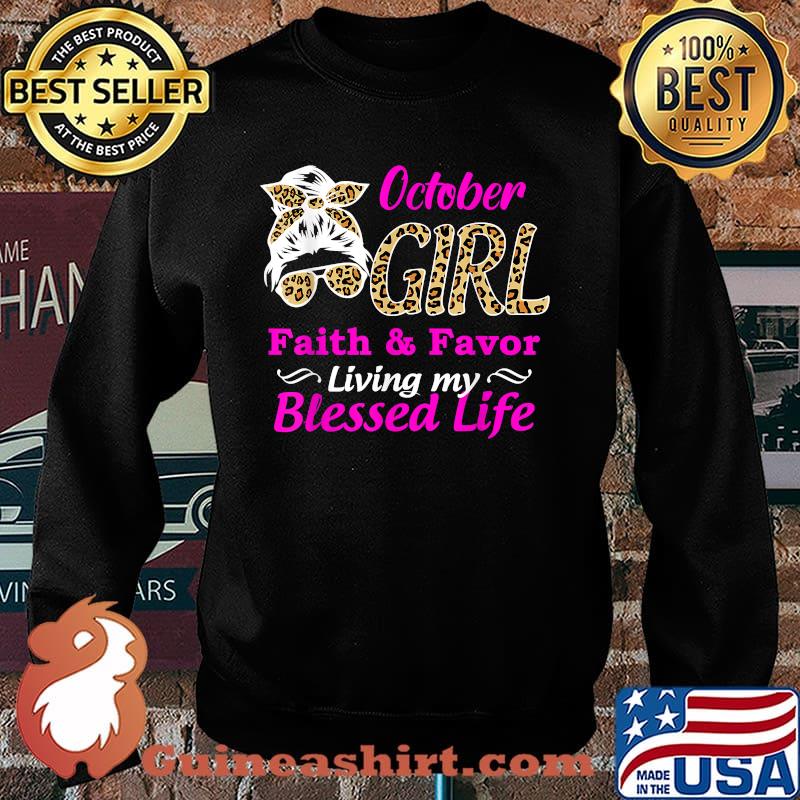 October Girl Faith & Favor Living My Blessed Life Leopard T-Shirt Sweater