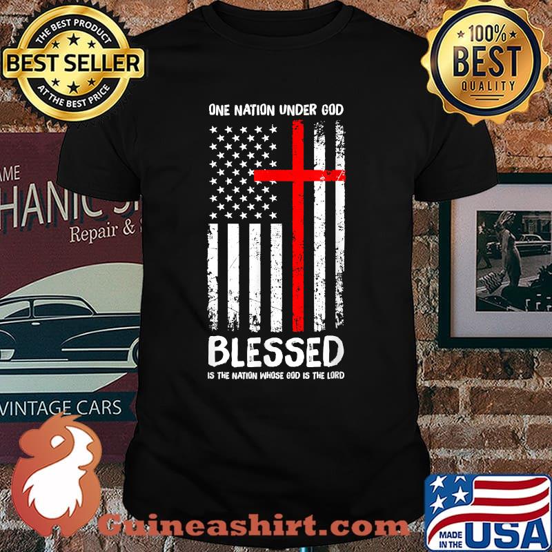 One Nation under God USA Patriot Veteran Christian American Flag T-Shirt