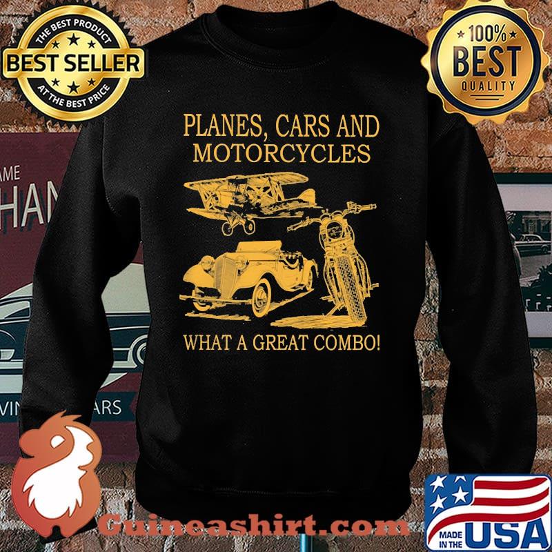 Planes cars and motorcycles what a great combo Sweater