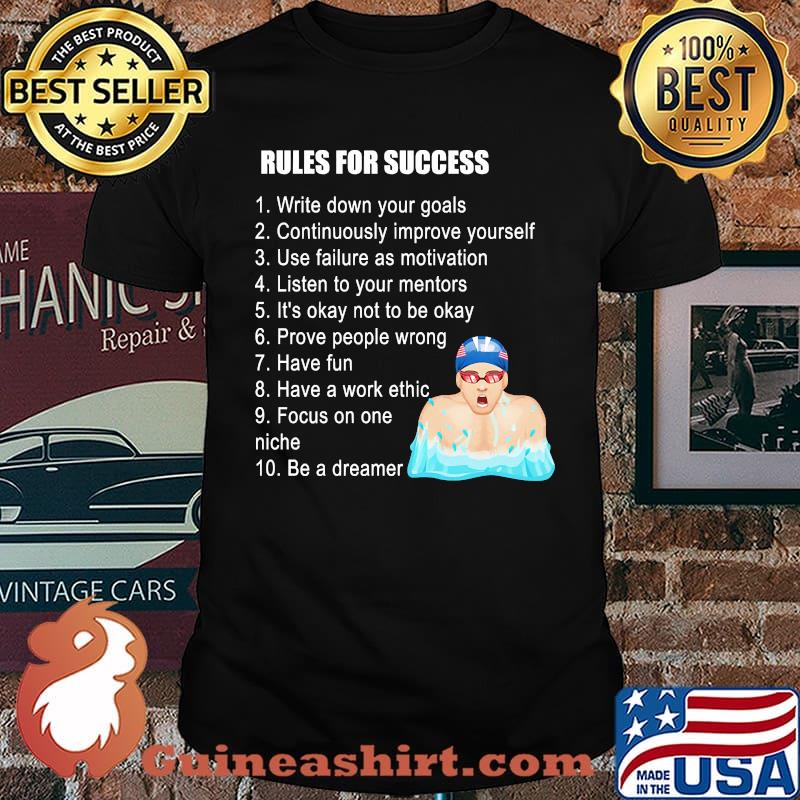 Rules for success swimming shirt